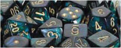 Chessex Mfg Co Llc -  D6 -- 16Mm Scarab Dice - Jade/Gold - 12Ct
