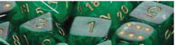 Chessex Mfg Co Llc -  D6 -- 16Mm Vortex Dice - Green/Gold - 12Ct
