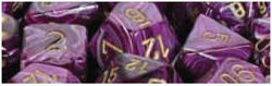 Chessex Mfg Co Llc -  D6 -- 16Mm Vortex Dice - Purple/Gold - 12Ct