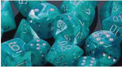 Chessex Mfg Co Llc -  D6 -- 16Mm Cirrus Dice - Aqua/Silver - 12Ct