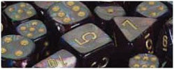 Chessex Mfg Co Llc -  D6 -- 16Mm Lustrous Dice - Shadow/Gold - 12 Ct