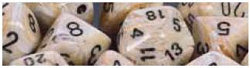 Chessex Mfg Co Llc -  D6 -- 12Mm Marble Dice - Ivory/Black - 36Ct