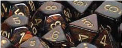 Chessex Mfg Co Llc -  D6 -- 12Mm Scarab Dice,Blue Blood/Gold - 36Ct