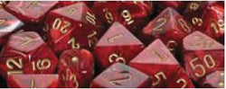 Chessex Mfg Co Llc -  D6 -- 12Mm Vortex Dice - Burgundy/Gold - 36Ct