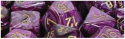 Chessex Mfg Co Llc -  D6 -- 12Mm Vortex Dice - Purple/Gold - 36Ct