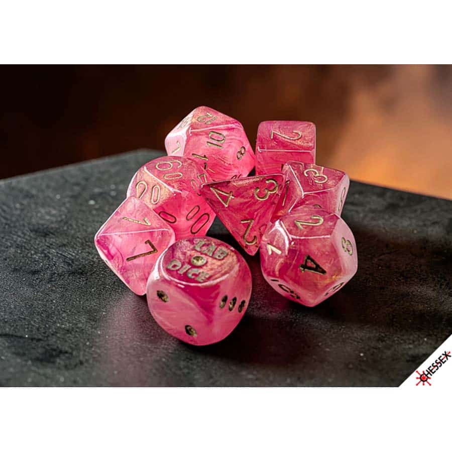 Chessex Mfg Co Llc -  7Ct Lab Dice (Series 10): Shimmer Ignis With Gold Pre-Order