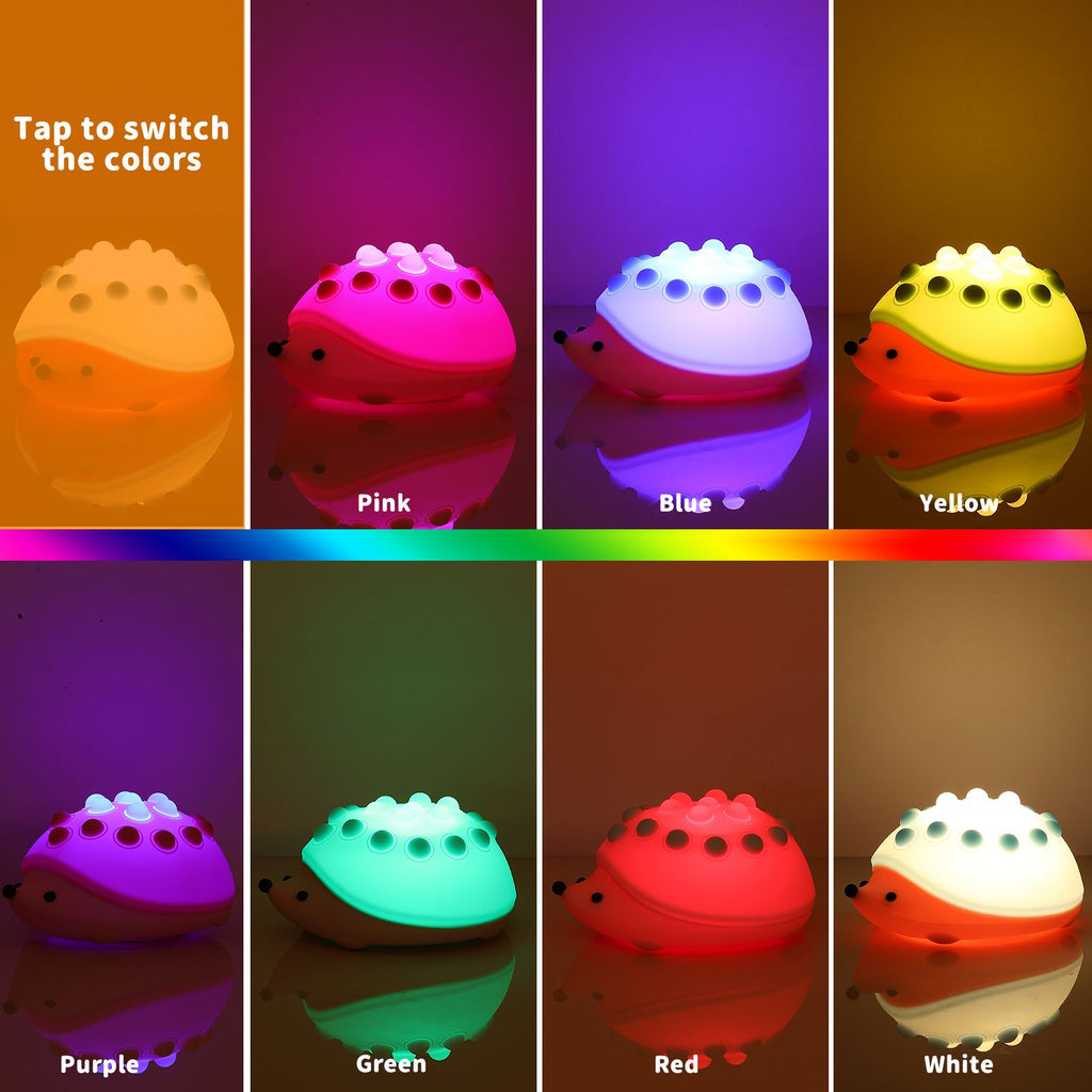 Sensuality Emporium - Cute Hedgehog Nightlights Colorful Lamp Dimmable Bedroom Decoration Led Lights Push Bubble Toys for Kids Creative Birthday Gift
