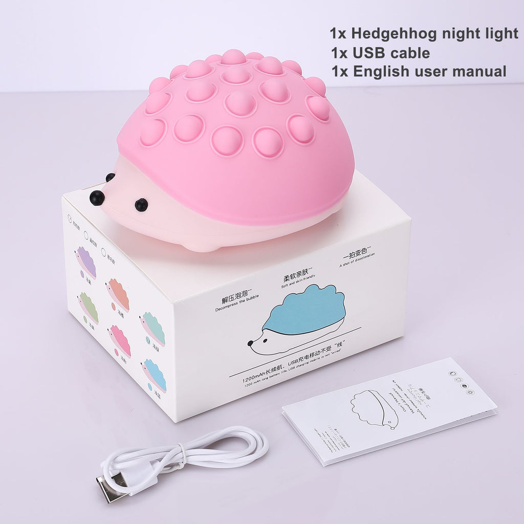 Sensuality Emporium - Cute Hedgehog Nightlights Colorful Lamp Dimmable Bedroom Decoration Led Lights Push Bubble Toys for Kids Creative Birthday Gift