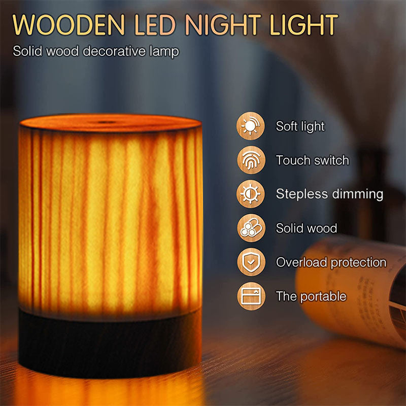 Sensuality Emporium - Wood Touch Ambient LED Table Lamp Rechargeable Portable Night Light Modern Cordless Table Lamps for Living Room Bedroom Bedside