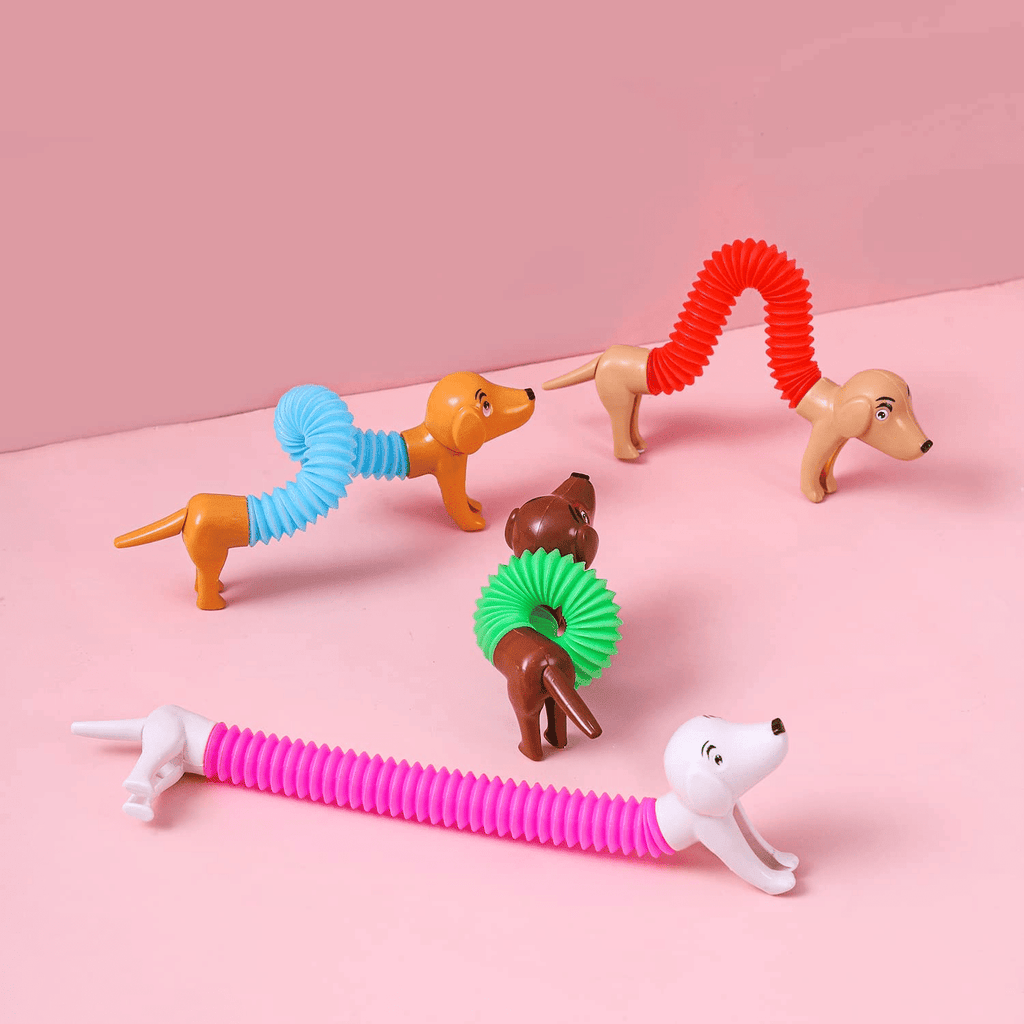 Sensuality Emporium - Dog Telescopic Tube; Autism Sensory Toys; 4Pcs pop Tubes; Fidget Toys for Kids Girls; Toddler Toys; Kids Toys; Sensory Toy; Dog Party Favors