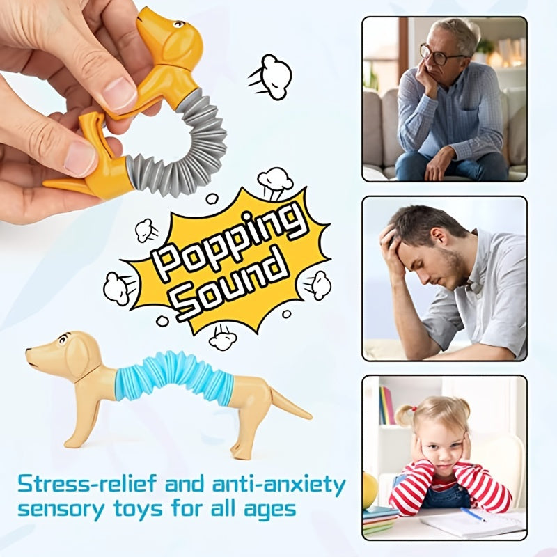 Sensuality Emporium - Dog Telescopic Tube; Autism Sensory Toys; 4Pcs pop Tubes; Fidget Toys for Kids Girls; Toddler Toys; Kids Toys; Sensory Toy; Dog Party Favors