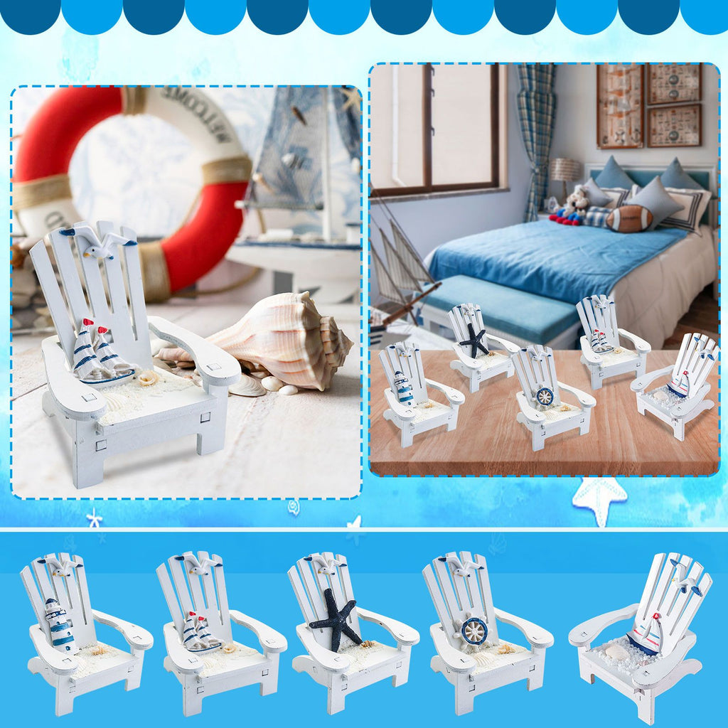 yoyo - Beach Chair Home Decoration Creative Cute Ocean Beach Chair Ornament Wooden Craft Mini Miniature Kids Toy DecoraciÃ³n Hogar