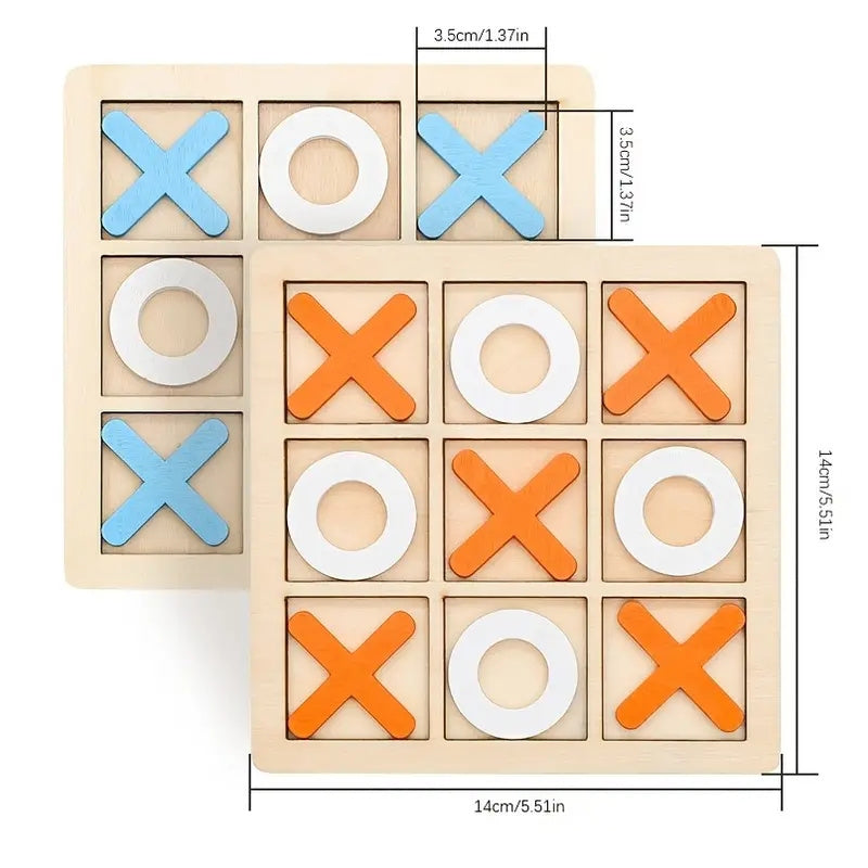 Novelty - 1 Pcs XO Tic Tac Toe Wooden Game Toy Educational, Entertainment, Leisure, Board Game, Building Block Toys 5.5'' *5.5 ''