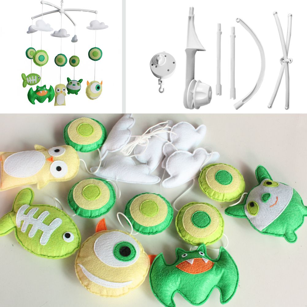 PANDA SUPERSTORE - Baby Musical Crib Mobile Green Monsters Halloween Decor Crib Mobile Infant Toy Gift