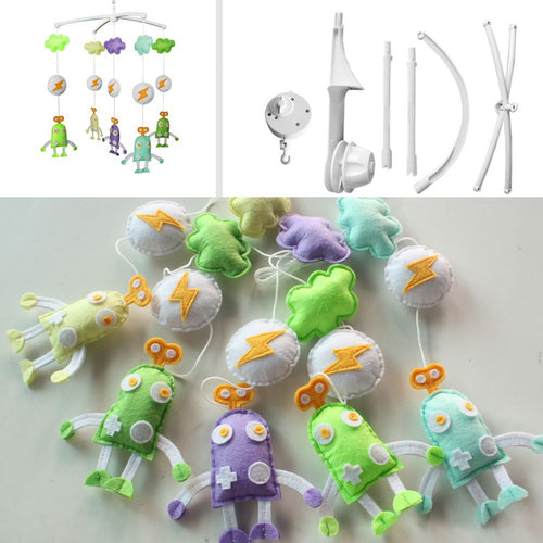 PANDA SUPERSTORE - Colorful Monsters Robots Baby Crib Mobile Halloween Decor Musical Crib Mobile