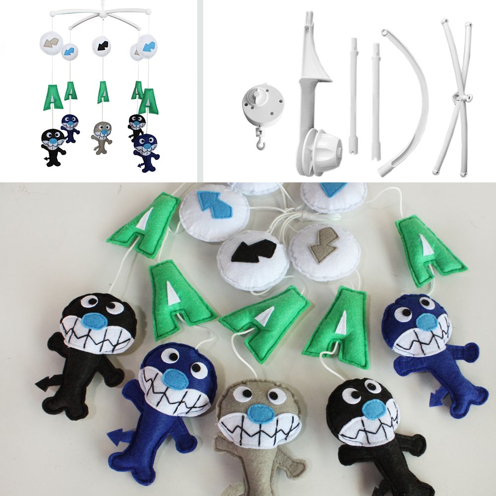 PANDA SUPERSTORE - Crib Mobile Halloween Decor Blue Cartoon Monsters Baby Musical Crib Mobile Infant Toy Gift