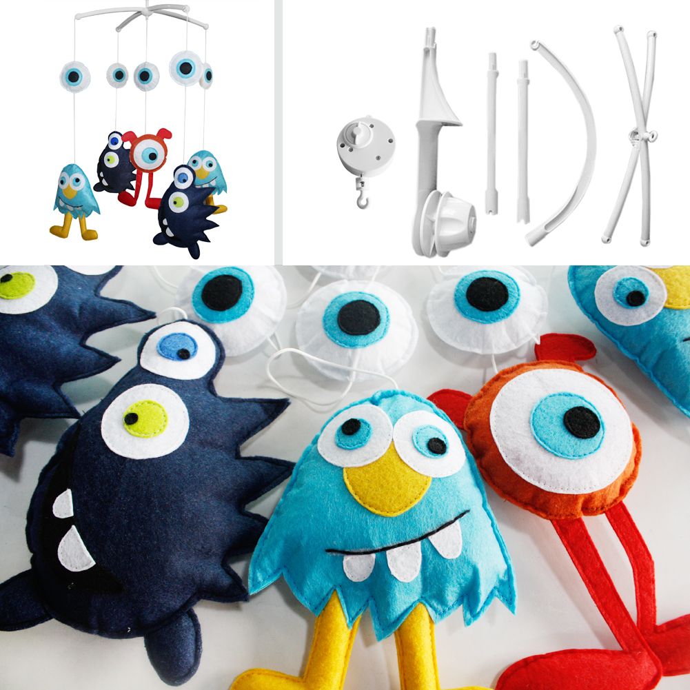 PANDA SUPERSTORE - Blue Red Eyes Cartoon Monster Baby Musical Crib Toys Sweet Dreams Crib Mobile Halloween Decor