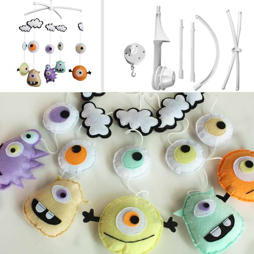 PANDA SUPERSTORE - Baby Musical Crib Mobile Cartoon Monsters Halloween Decor Crib Mobile Infant Toy Baby Gift