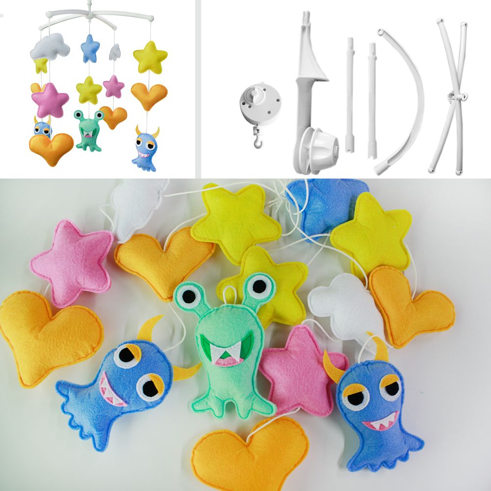 PANDA SUPERSTORE - Colorful Monster Baby Crib Mobile Halloween Decor Hanging Toys Wind-up Musical Crib Mobile Gift