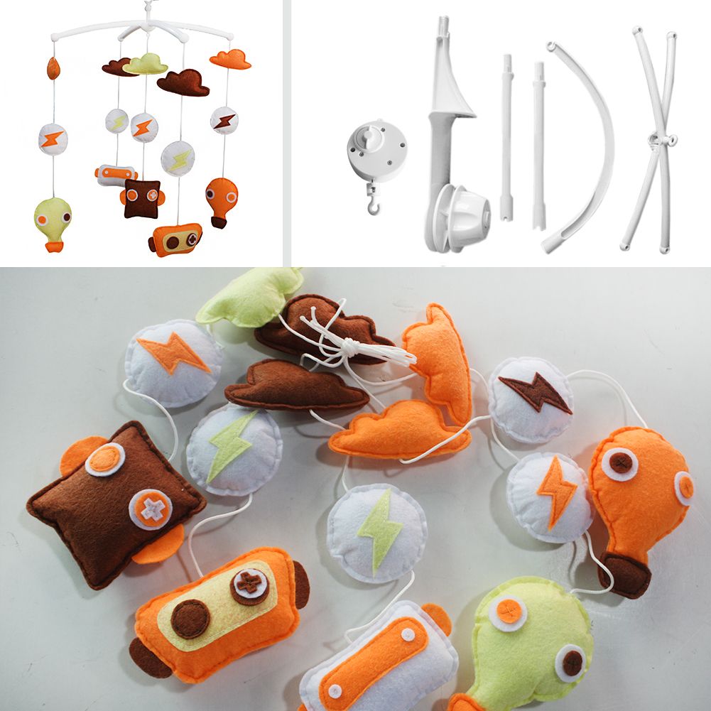 PANDA SUPERSTORE - Orange Monsters Robots Baby Crib Mobile Halloween Decor Musical Crib Mobile