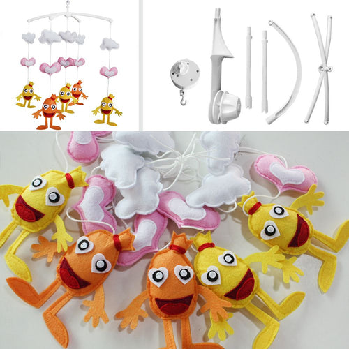 PANDA SUPERSTORE - Yellow Orange Monsters Baby Crib Mobile Halloween Decor Musical Crib Mobile
