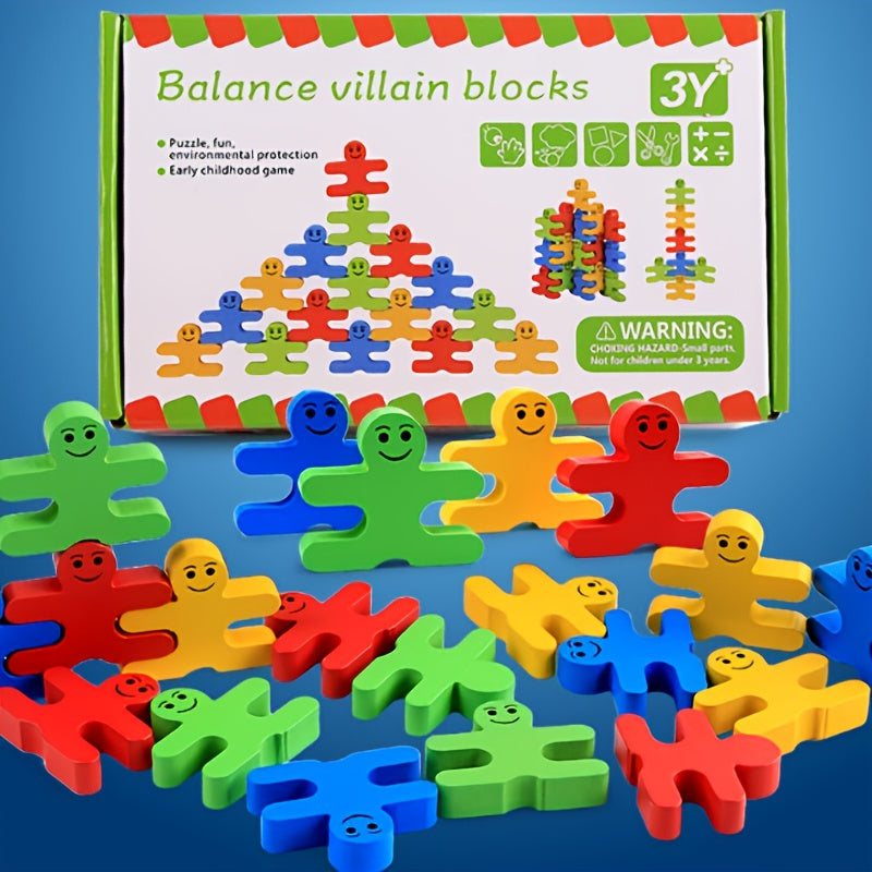 Sensuality Emporium - Wooden Balance Villain Blocks Montessori Toys For Toddlers, Education For Fine Motor Skills - Sorting & Matching, Educational Stacking Toys Kids