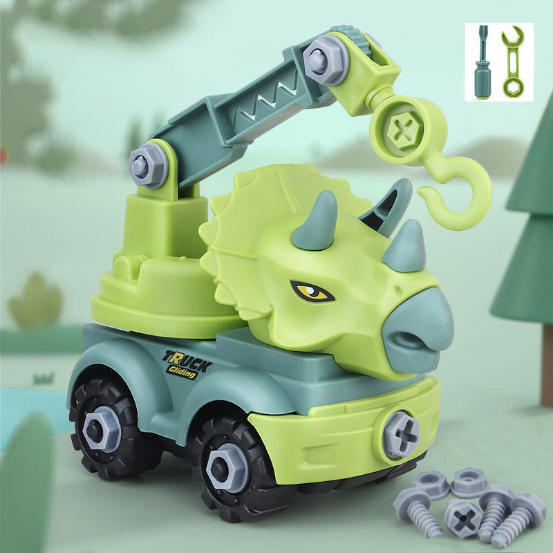 oh my god - Children's Construction Toy Dinosaur Engineering Car Fire Truck Screw Build And Take Educational Toy Diy Dinosaurs Car Boy Gift