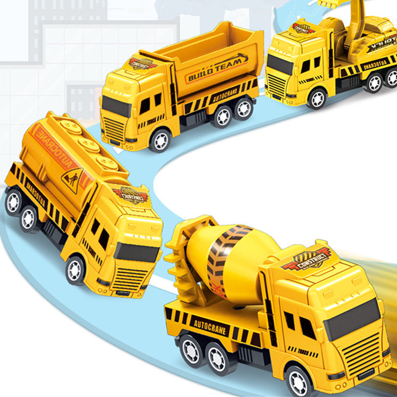 oh my god - 4-piece Set Educational Children's Toy Warrior Engineering Vehicle Model Four Mini Cars