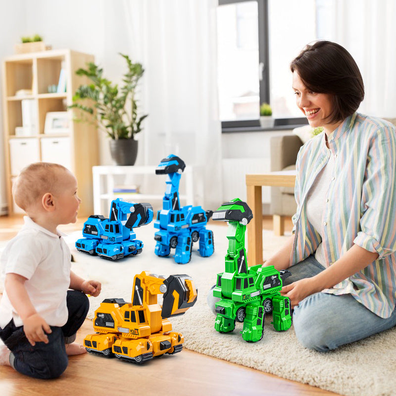 oh my god - 2 in 1 automatic crash deformation inertial dinosaur engineering vehicle brachiosaurus excavator collision transforming car toy