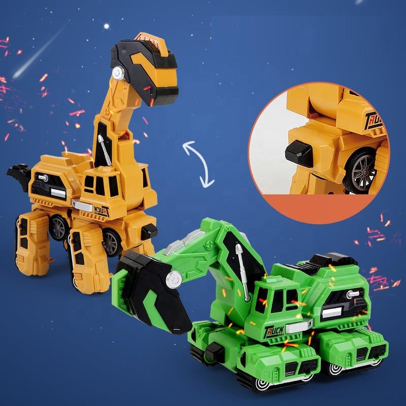 oh my god - 2 in 1 automatic crash deformation inertial dinosaur engineering vehicle brachiosaurus excavator collision transforming car toy