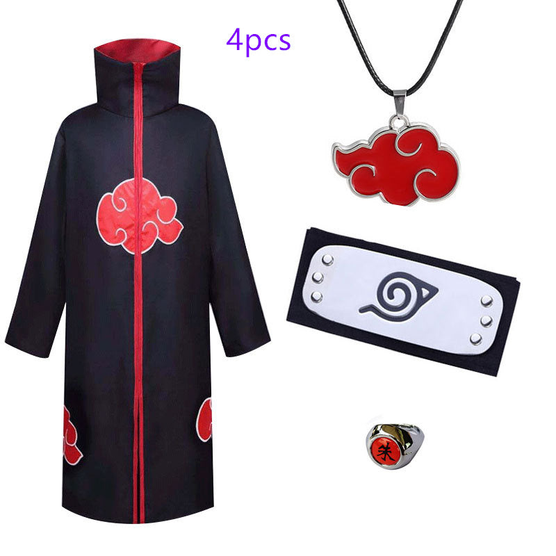 Department Store - Naruto Cosplay Costume Props Ring; Gloves Red Cloud Robe Cloak Kimono Akatsuki Headband Kunai Suit Adult Child Cos Gift