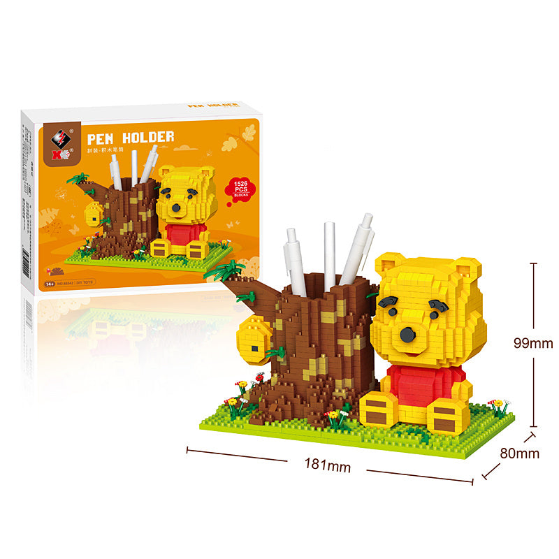 Department Store - Disney Series Building Blocks Pen Holder Doll Stitch Winnie The Pooh Cute Cartoon Image DIY Puzzle Assembling Toy Children Gift