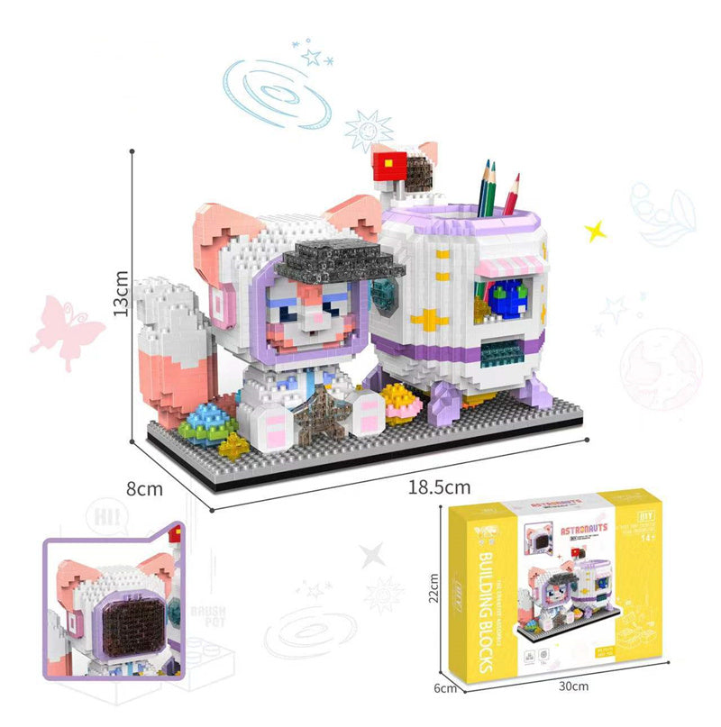 Department Store - Disney Series Building Blocks Pen Holder Doll Stitch Winnie The Pooh Cute Cartoon Image DIY Puzzle Assembling Toy Children Gift