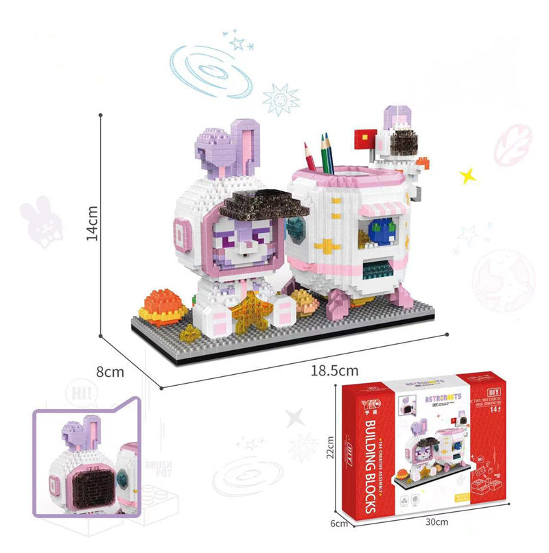 Department Store - Disney Series Building Blocks Pen Holder Doll Stitch Winnie The Pooh Cute Cartoon Image DIY Puzzle Assembling Toy Children Gift
