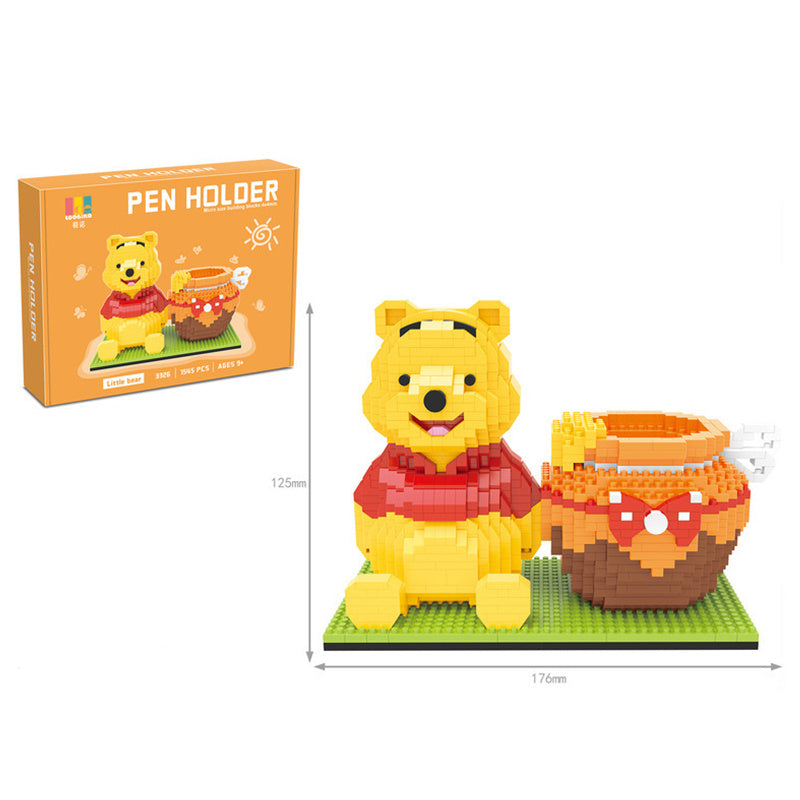 Department Store - Disney Series Building Blocks Pen Holder Doll Stitch Winnie The Pooh Cute Cartoon Image DIY Puzzle Assembling Toy Children Gift