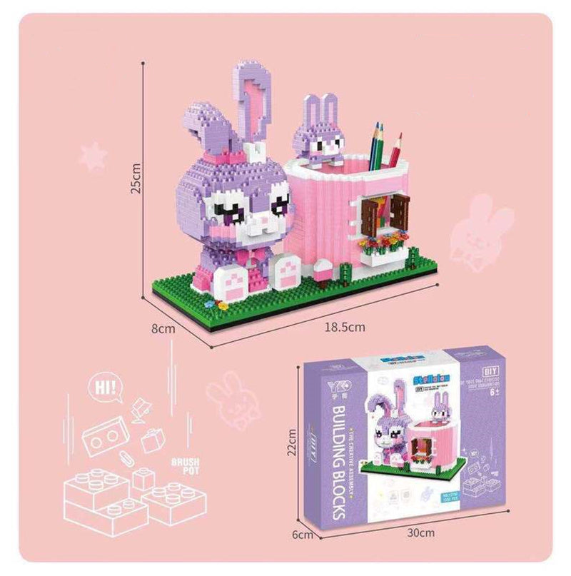 Department Store - Disney Series Building Blocks Pen Holder Doll Stitch Winnie The Pooh Cute Cartoon Image DIY Puzzle Assembling Toy Children Gift