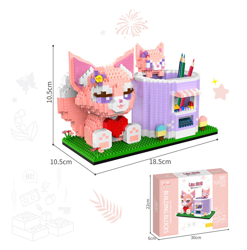 Department Store - Disney Series Building Blocks Pen Holder Doll Stitch Winnie The Pooh Cute Cartoon Image DIY Puzzle Assembling Toy Children Gift