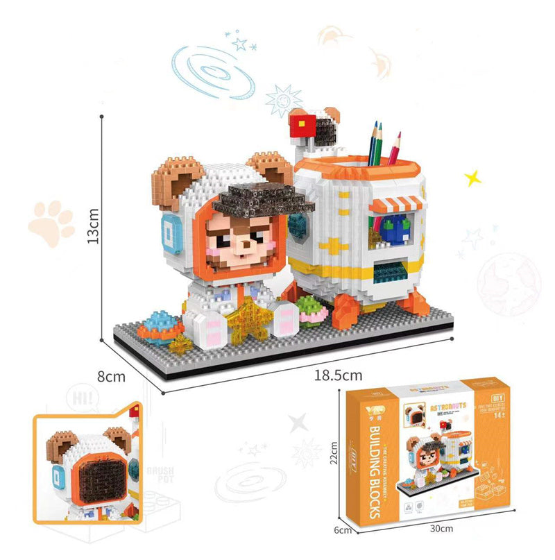 Department Store - Disney Series Building Blocks Pen Holder Doll Stitch Winnie The Pooh Cute Cartoon Image DIY Puzzle Assembling Toy Children Gift