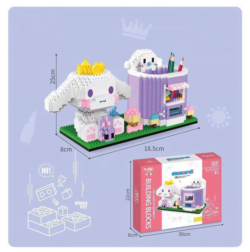 Department Store - Disney Series Building Blocks Pen Holder Doll Stitch Winnie The Pooh Cute Cartoon Image DIY Puzzle Assembling Toy Children Gift