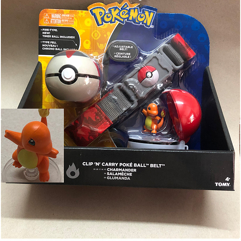 Department Store - TOMY Pokemon Pokeball Belt Pikachu Pokeball Pocket Monster Deformation Model Toy Set Cosplay Action Doll Model Children's Toys