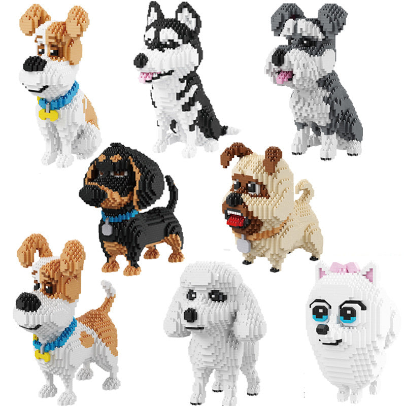 Department Store - Cartoon Dog Building Blocks Mini Dachshund Poodle Doberman Model Children's Toy Gift Dog Pet Building Blocks
