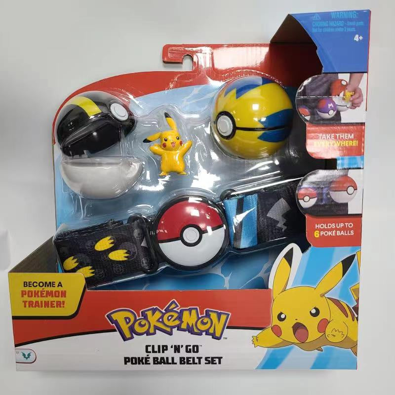 Department Store - TOMY Pokemon Pokeball Belt Pikachu Pokeball Pocket Monster Deformation Model Toy Set Cosplay Action Doll Model Children's Toys