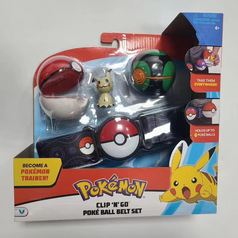 Department Store - TOMY Pokemon Pokeball Belt Pikachu Pokeball Pocket Monster Deformation Model Toy Set Cosplay Action Doll Model Children's Toys