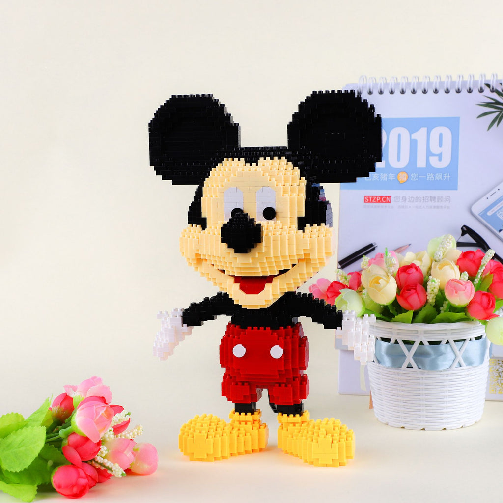 Department Store - Disney Cartoon Mickey Mouse Building Block Puzzle Insert Small Particle Toy DIY Science And Education Assembly Toy Gift