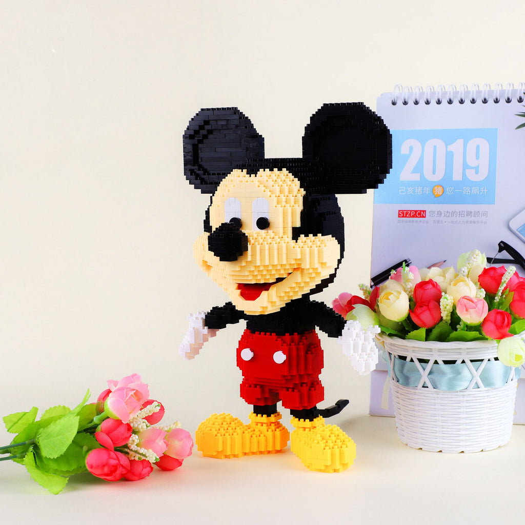 Department Store - Disney Cartoon Mickey Mouse Building Block Puzzle Insert Small Particle Toy DIY Science And Education Assembly Toy Gift