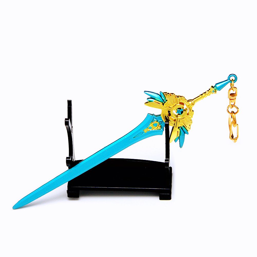 Department Store - Genshin Impact Anime Sword Model Weapon Set Toy Tartaglia Ganyu Venti Klee ZhongLi Diluc Xiao AlloyKeychain Collection Keychain