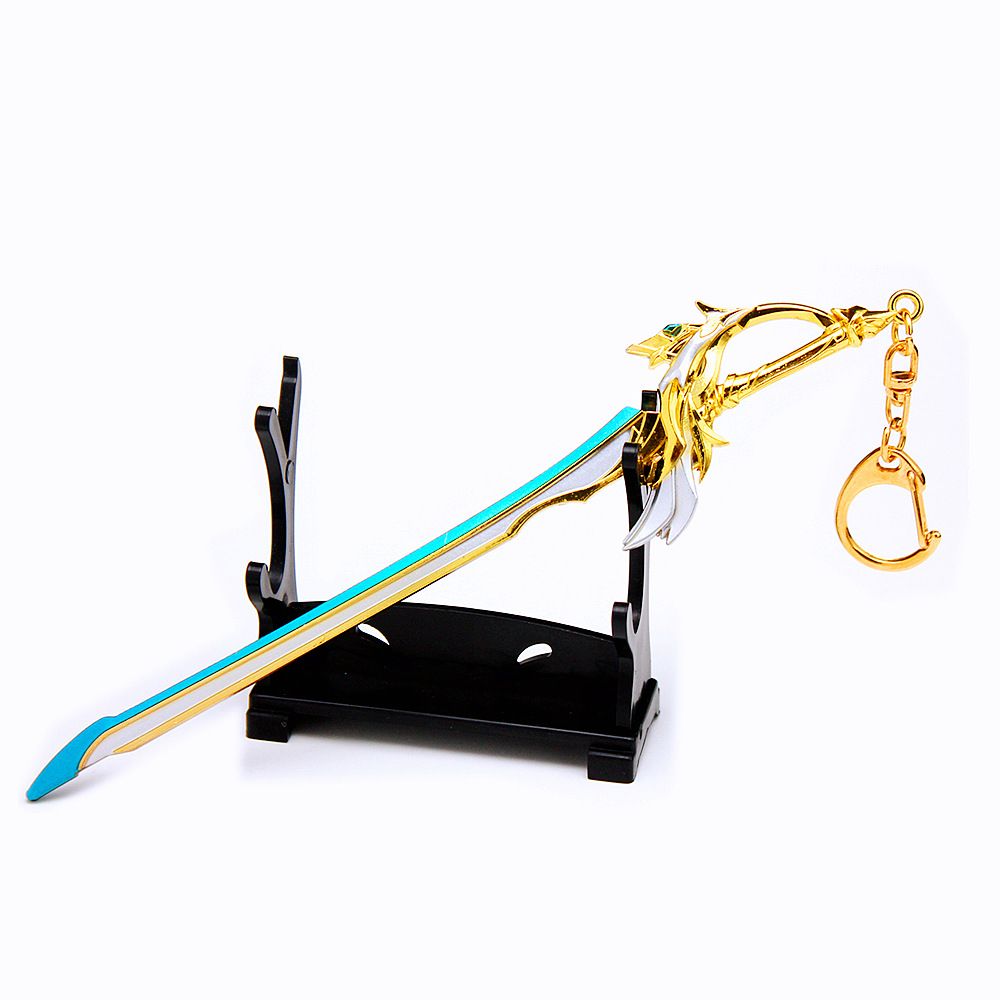 Department Store - Genshin Impact Anime Sword Model Weapon Set Toy Tartaglia Ganyu Venti Klee ZhongLi Diluc Xiao AlloyKeychain Collection Keychain