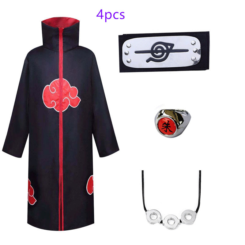 Department Store - Naruto Cosplay Costume Props Ring; Gloves Red Cloud Robe Cloak Kimono Akatsuki Headband Kunai Suit Adult Child Cos Gift
