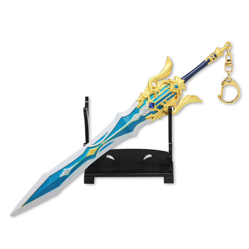 Department Store - Genshin Impact Anime Sword Model Weapon Set Toy Tartaglia Ganyu Venti Klee ZhongLi Diluc Xiao AlloyKeychain Collection Keychain