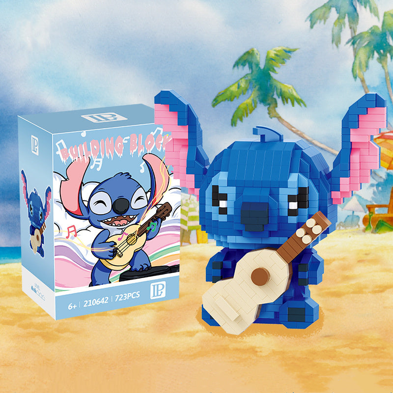 Department Store - Funny Disney Lilo and Stitched Miniature Block Hot Selling Stitch Miniature Blocks DIY Guitar Holding Book Toys Gifts for Kids
